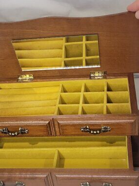 Vtg Centurion Wooden Jewelry Box Chest With Boom Drawer and Lift-Top Compartment